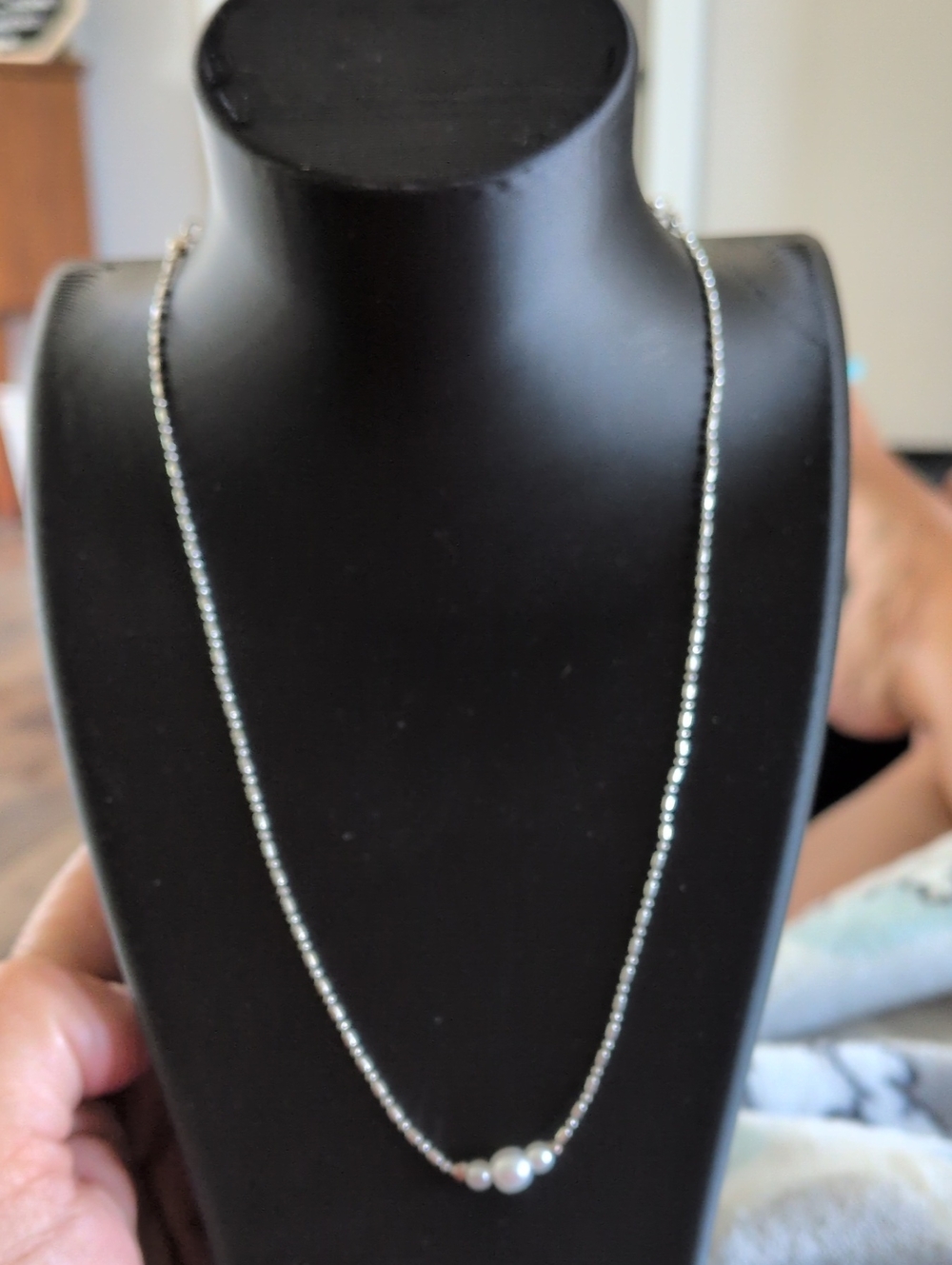 Liz Clairborne Delicate Silver Pearl Station Necklace